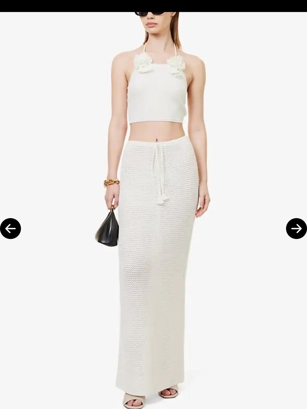 Self Portrait White Crochet Maxi Skirt and top